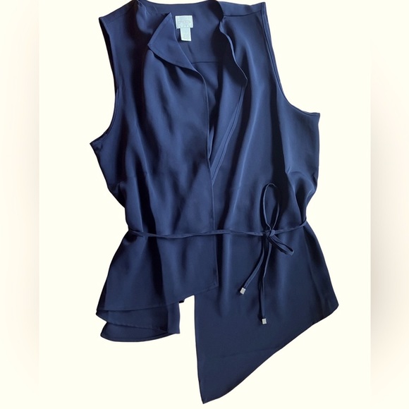 Chico's Blackened Navy Dressy Wrap Vest with Tie Size 1 (Medium 8) Like New - Picture 1 of 12